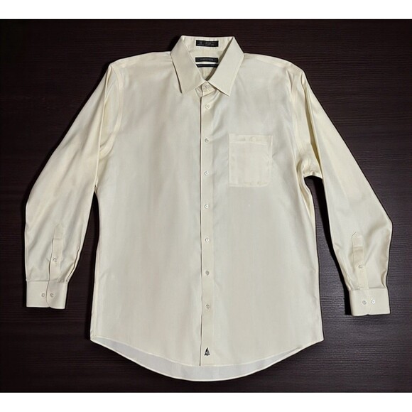 Nordstrom Smartcare Trim Fit Button Down Dress Shirt Men's 17 34/35 Pale Yellow - Picture 1 of 10
